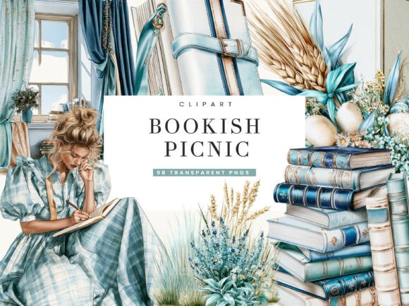 Download Watercolor Bookish Picnic Clipart - Picnic Collection